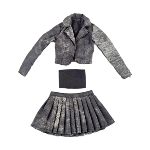 JISADER 1: 6 Kurze Jacke, und Tube Top Set Puppenmodellkleidung Requisiten weiche tragbare DIY -Outfits suchen nach weiblicher Figur, Schwarzgrau von JISADER