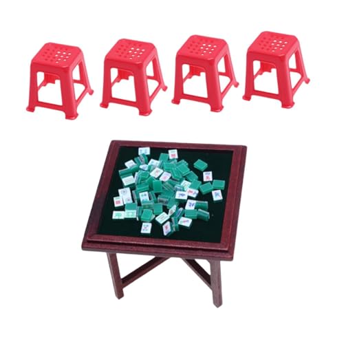 JISADER 1:12 Puppenhaus Miniatur Mahjong Set, Spieltisch, Stühle, Miniatur Spielzimmerzubehör, Mahjong Tischstuhl JISADER 1:12 Puppenhaus Miniatur Mahjong Set, Spieltisch, Stühle, Miniatur Spielzimmerzubehör, Mahjong Tischstuhl von JISADER