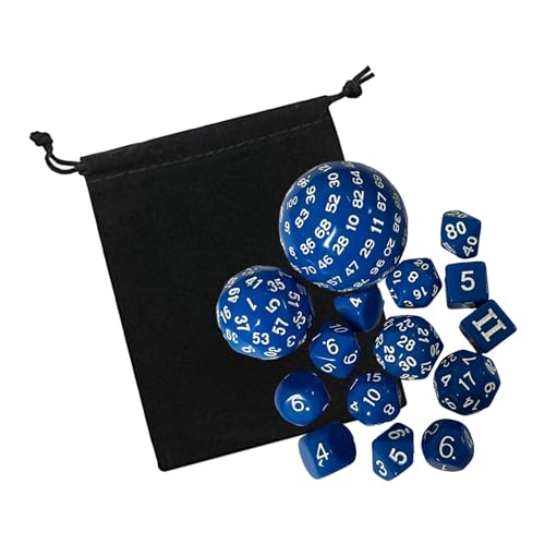 JISADER 15x polyedrisches Würfelset, Acrylwürfel, mehrseitige Würfel für Kartenspiel, Brettspiel, Blau von JISADER