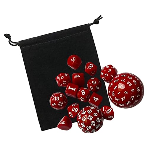 JISADER 15x polyedrisches Würfelset, Acrylwürfel, mehrseitige Würfel für Kartenspiel, Brettspiel, Rot von JISADER