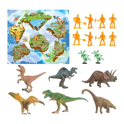 JISADER 17x Dinosaurier-Figuren-Spielset, Wildtier-Spielset mit Aktivitätsspielmatte, Dinosaurier-Spielzeug-Spielsets, Dinosaurier-Spielzeugfiguren von JISADER