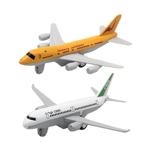 JISADER 2 Stück Flugzeugmodell Ornament Sammlerstück Legierung Spielzeug Flugzeug Flugzeug Spielzeug für Souvenirs Home Tabletop Decor Geschenk, Gelb Weiss von JISADER