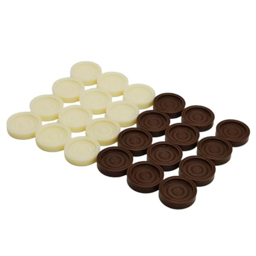 JISADER 24-teiliges Backgammon-Schachspielset, Ersatz-Schachbrettzubehör für Backgammon-Spielbrettspielstücke für Dame ab 8 Jahren, Braunweiß von JISADER