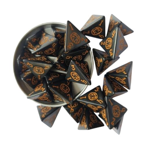 JISADER 25 Pcs Polyuddral Set, 4 Spiele mit 4 Seiten, Acryl D4 Dices für, Schwarz von JISADER