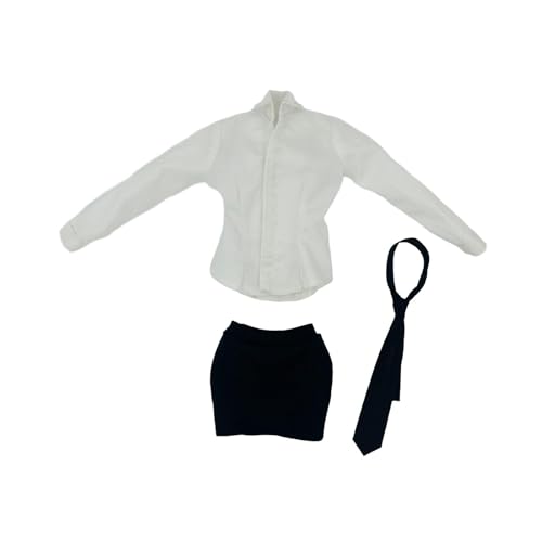 JISADER 3-teiliges Hemd im Maßstab 1:6 mit kurzem Rock und Krawatte, Miniatur-Kleidungsstück, Kostüm für 12-Zoll-Figuren, Puppenmodell-Zubehör von JISADER