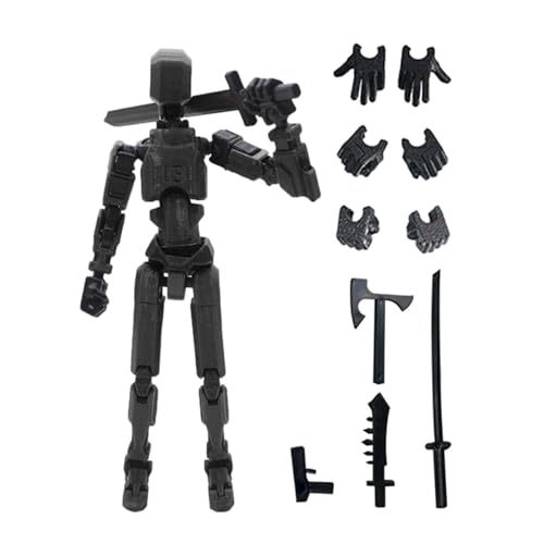 JISADER 3D-gedruckte Actionfigur mit Mehreren Gelenken, Actionfigur, männliches Körperskizzenmodell zum Sammeln, SCHWARZ von JISADER