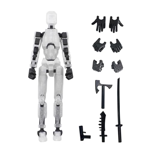 JISADER 3D-gedruckte Actionfigur mit Mehreren Gelenken, Actionfigur, männliches Körperskizzenmodell zum Sammeln, Schwarz und klar von JISADER