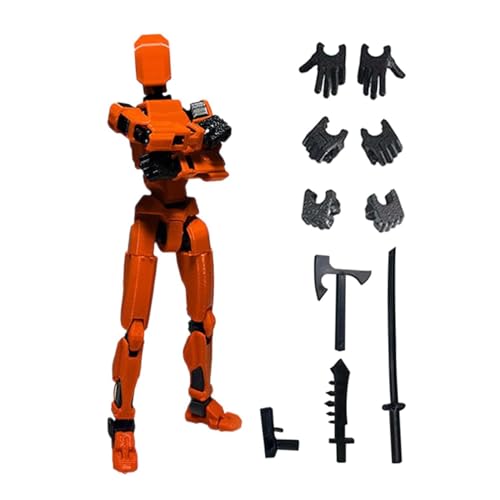 JISADER 3D-gedruckte Actionfigur mit Mehreren Gelenken, Actionfigur, männliches Körperskizzenmodell zum Sammeln, orange und schwarz von JISADER