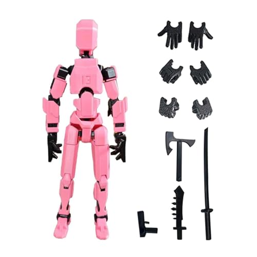 JISADER 3D-gedruckte Actionfigur mit Mehreren Gelenken, Actionfigur, männliches Körperskizzenmodell zum Sammeln, rosa und schwarz von JISADER