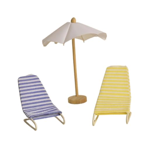 JISADER 3X 1/12 Dollhouse Strandmöbel mit Sonnenschutz, Miniaturzubehör für Sandkästen, Blau Gelb JISADER 3X 1/12 Dollhouse Strandmöbel mit Sonnenschutz, Miniaturzubehör für Sandkästen, Blau Gelb von JISADER