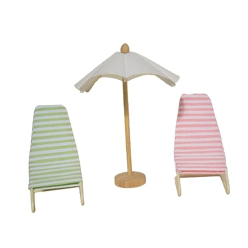 JISADER 3X 1/12 Dollhouse Strandmöbel mit Sonnenschutz, Miniaturzubehör für Sandkästen, Rosa Grün JISADER 3X 1/12 Dollhouse Strandmöbel mit Sonnenschutz, Miniaturzubehör für Sandkästen, Rosa Grün von JISADER