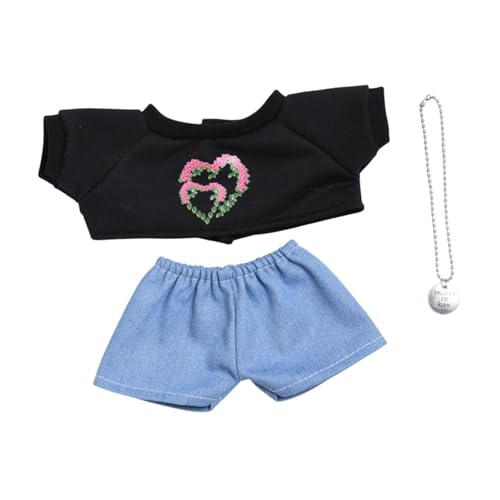 JISADER 3er Set Puppen T Shirt Und Hosenkette, Miniaturmode für 15 Zoll Puppen, Schwarz Blau von JISADER