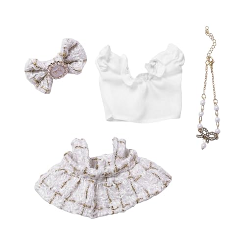 JISADER 4-teiliges Puppenkleidungsset, Kleidungsanzug, Mädchen-Puppen-Outfits für 15 cm oder 17 cm Anhängerpuppen, Weißgold JISADER 4-teiliges Puppenkleidungsset, Kleidungsanzug, Mädchen-Puppen-Outfits für 15 cm oder 17 cm Anhängerpuppen, Weißgold von JISADER