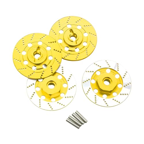 JISADER 4X RC-Bremsscheibe, Bremsscheibendekoration, 12 mm Metall-RC-Fahrzeug-Radnabenteil für RC-LKW-Auto-Upgrades im Maßstab 1:10, Gold von JISADER