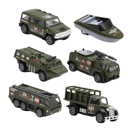 JISADER 6 Stück Fahrzeuge Aus Legierung Zum Zurückziehen Und Bewegen, 2,7–3,2 Zoll, Sturzsicher, Einige Bewegliche Gelenke, Leicht, Grün, Power, Style A von JISADER