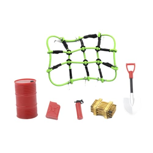 JISADER 6X RC Car Dachdekoration, Fernbedienung Auto Dachträger Zubehör mit Gepäcknetz, Mini Rot Werkzeugkasten Holzkiste Schaufel für 1/18 SCX24 Ersatzteile RC Crawler Hobbymodell, GrÜn JISADER 6X RC Car Dachdekoration, Fernbedienung Auto Dachträger Zubehör mit Gepäcknetz, Mini Rot Werkzeugkasten Holzkiste Schaufel für 1/18 SCX24 Ersatzteile RC Crawler Hobbymodell, GrÜn von JISADER