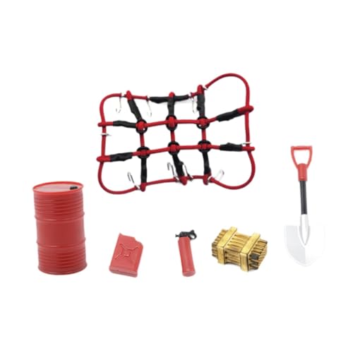 JISADER 6X RC Car Dachdekoration, Fernbedienung Auto Dachträger Zubehör mit Gepäcknetz, Mini Rot Werkzeugkasten Holzkiste Schaufel für 1/18 SCX24 Ersatzteile RC Crawler Hobbymodell, Rot JISADER 6X RC Car Dachdekoration, Fernbedienung Auto Dachträger Zubehör mit Gepäcknetz, Mini Rot Werkzeugkasten Holzkiste Schaufel für 1/18 SCX24 Ersatzteile RC Crawler Hobbymodell, Rot von JISADER