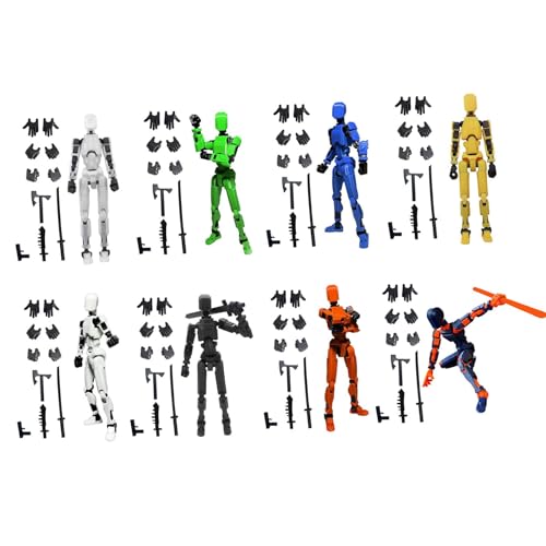 JISADER 8-teilige 3D-gedruckte, bewegliche Roboter-Actionfigur mit Mehreren Gelenken, handbemalte Figur für Kinder von JISADER