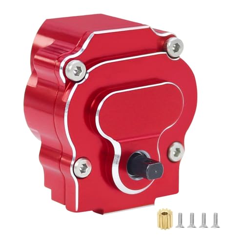 JISADER CNC-Aluminium-Getriebe, professioneller Metallersatz für RC-Crawler-Auto im Maßstab 1:18, Rot von JISADER