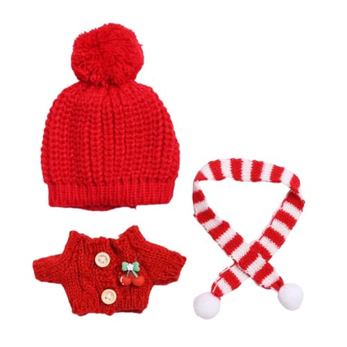 JISADER DREI Teile Puppenkleidung mit Mütze Und Schal für 15–17 cm Große Figuren, Neujahrsgeschenke, Rot JISADER DREI Teile Puppenkleidung mit Mütze Und Schal für 15–17 cm Große Figuren, Neujahrsgeschenke, Rot von JISADER