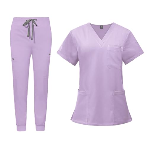 JISADER Damen-Keeper-Sets, Krankenschwester-Kostüm, weiche, bequeme Arzt-Pflegeuniformen, Top-Jogginghose für Kosmetik, Spa, Haustierpflege, xxL von JISADER