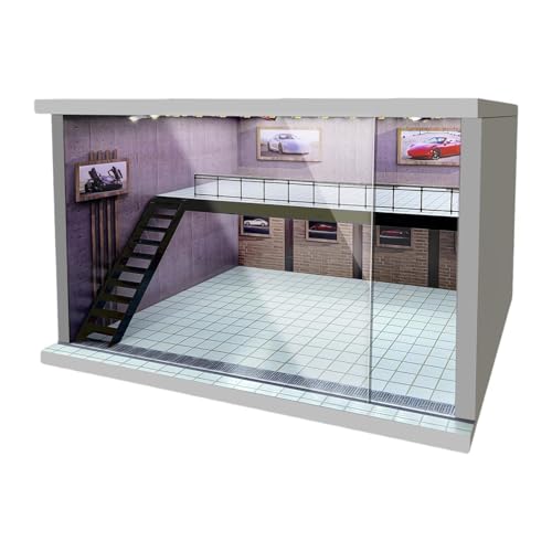 JISADER Fahrzeugmodell-Vitrine im Maßstab 1:64, 1/36, 1/32, Parkplatzszene zur Sammlung, Rosa Linke Treppe JISADER Fahrzeugmodell-Vitrine im Maßstab 1:64, 1/36, 1/32, Parkplatzszene zur Sammlung, Rosa Linke Treppe von JISADER