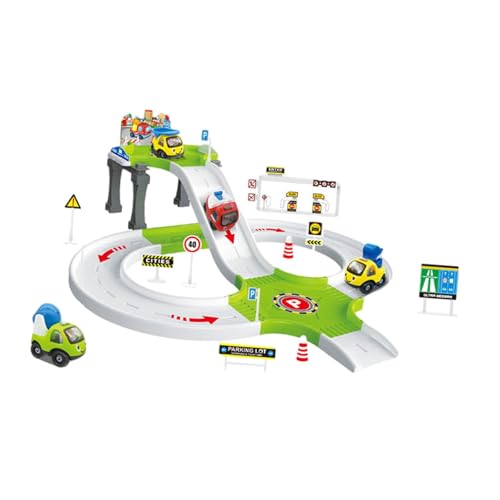 JISADER Garage Parking Adventure Toy Boy Toy Spielzeug vielseitiger Bildungsauto Kit Robustes Fahrzeug Spielset für 4-6 Jahre alte, versammelte Spielzeug, Green Engineer Car von JISADER