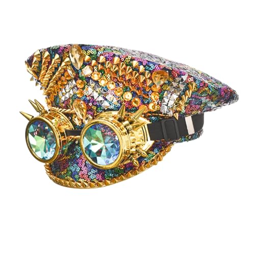 JISADER Gothic-Partyhut, Steampunk-Disco-Kopfbedeckung, Pailletten-Strass-Hut für Bühnenshow, Braut, Hochzeit, Rave, Nachtclub JISADER Gothic-Partyhut, Steampunk-Disco-Kopfbedeckung, Pailletten-Strass-Hut für Bühnenshow, Braut, Hochzeit, Rave, Nachtclub von JISADER