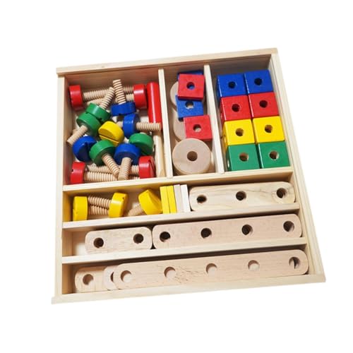 JISADER Hölzernes Spielzeugbauset mit Muttern Und Schrauben, Passende Formen Zum Bauen JISADER Hölzernes Spielzeugbauset mit Muttern Und Schrauben, Passende Formen Zum Bauen von JISADER