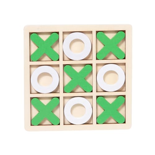 JISADER Holz Tic TAC Toe Brettspiel Lernspielzeug XO Tischspielzeug Denksportaufgaben, Grün Weiß von JISADER