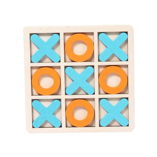 JISADER Holz Tic TAC Toe Brettspiel Lernspielzeug XO Tischspielzeug Denksportaufgaben, hellblau orange von JISADER