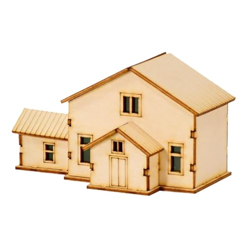 JISADER Holzhausmodell 1/60 Architekturszene DIY-Gebäude für Sandtisch-Mikrolandschaft, Style E von JISADER