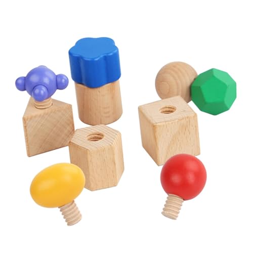 JISADER Holzschrauben und -muttern Set Formsortierwürfel Spielzeug Anziehen Schraube Einsatzblöcke Schraube für Kinder von JISADER
