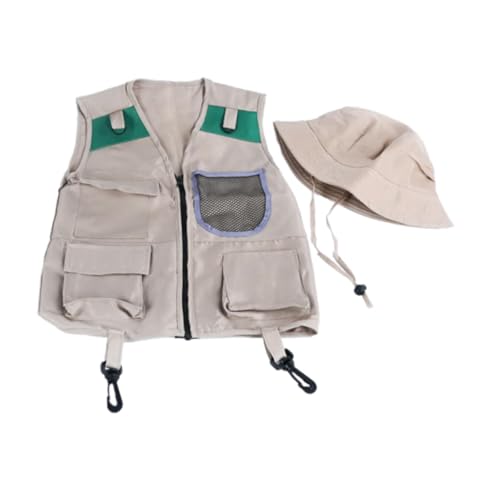 JISADER Kinder Explorer Weste Und Hut Kostüm Cargo Weste Set Hut für JISADER Kinder Explorer Weste Und Hut Kostüm Cargo Weste Set Hut für von JISADER