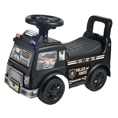 JISADER Kinder Rennauto, Ruhiger Spielplatz, Stabile Und Glatte Räder, mit Musik, Geburtstagsgeschenk, Partyspielzeug für, Schwarz von JISADER