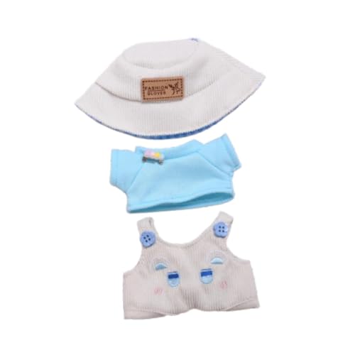 JISADER Kleidung für Kuscheltiere in der Größe 15–17 cm, T-Shirt-Overall mit Hut, Puppenzubehör, Blau JISADER Kleidung für Kuscheltiere in der Größe 15–17 cm, T-Shirt-Overall mit Hut, Puppenzubehör, Blau von JISADER
