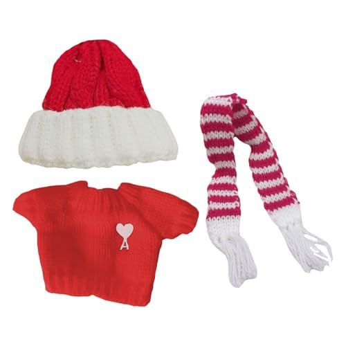 JISADER Kleidungsset für Puppen mit Pullover, Schal Und Mütze, Pullover mit Herz von JISADER