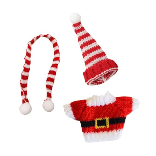 JISADER Kleidungsset für Puppen mit Pullover, Schal Und Mütze, Roter Gürtelpullover von JISADER