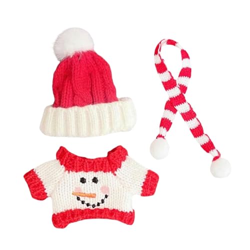 JISADER Kleidungsset für Puppen mit Pullover, Schal Und Mütze, Schneemann-Pullover von JISADER