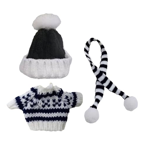 JISADER Kleidungsset für Puppen mit Pullover, Schal Und Mütze, Schwarze Schneeflocke von JISADER