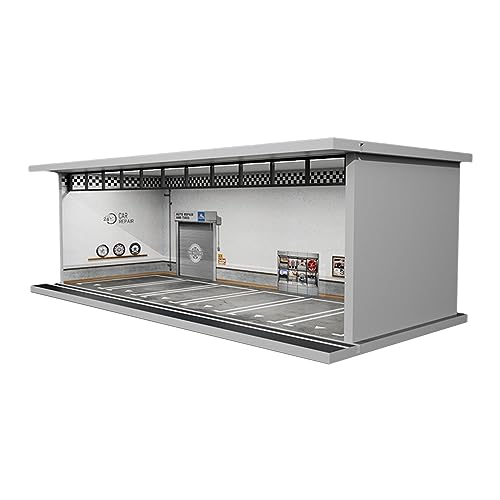 JISADER Modellauto-Vitrine im Maßstab 1:64 mit Licht, Garage für Spielzeugautos, Reparaturwerkstatt von JISADER