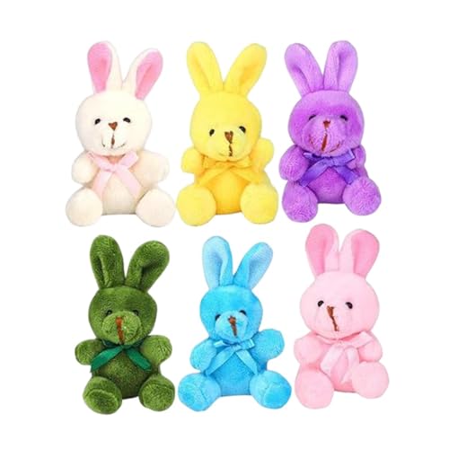 JISADER Plüsch Bunny Toy Set Stofftiere Kaninchen Ostereier Füllstoffe Korbdose für Erwachsene, 6 Stück von JISADER
