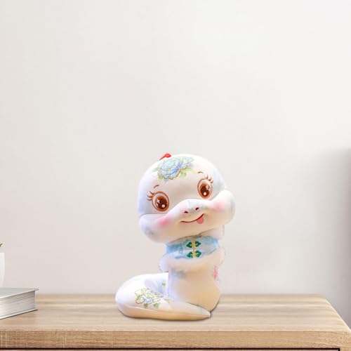 JISADER Plüschschlangenpuppe, Ausgestopfte Schlangenfigur, Chinesisches Schlangenplüschtier 2025, Blauer Umhang, 8 Inch von JISADER