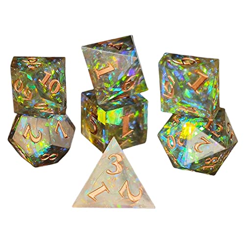 JISADER Polyedrische Harzwürfel D8 2XD10 D12 D20 für Rollenspiele, Schwarz Blau von JISADER
