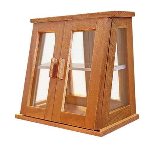 JISADER Puppenhaus Bäckerei Vitrine, Mini Vitrine, 1:12, Hölzerne Puppenhausmöbel für Mikro Landschaftsdekorationszubehör, Kirschholz 2-türig JISADER Puppenhaus Bäckerei Vitrine, Mini Vitrine, 1:12, Hölzerne Puppenhausmöbel für Mikro Landschaftsdekorationszubehör, Kirschholz 2-türig von JISADER