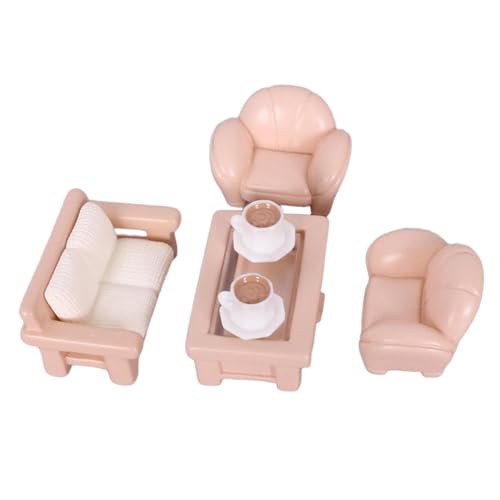 JISADER Puppenhaus-Möbelset, Hobby-Basteln, Rollenspiel-Spielzeug, Miniatur-Sofa-Teetisch-Spielzeug für Mädchen, 6 Stück von JISADER