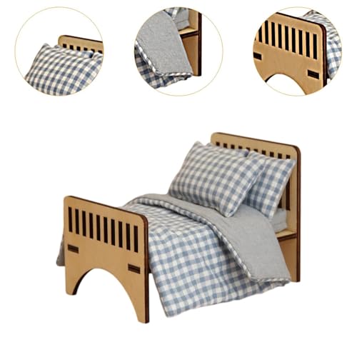 JISADER Puppenhausmöbel Miniaturbett, 1:12 Maßstab mit Bettwäsche für Dekoration, Plaid JISADER Puppenhausmöbel Miniaturbett, 1:12 Maßstab mit Bettwäsche für Dekoration, Plaid von JISADER