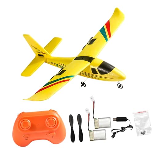 JISADER RC-Flugzeug, ferngesteuertes Segelflugzeug, Outdoor-Sport-Flugspielzeug, 2 Kanäle, für Anfänger, Kinder, Erwachsene, Geburtstagsgeschenke, 2 Batterie Gelb von JISADER
