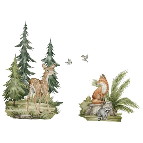 JISADER Wandaufkleber mit Dschungeltieren, abnehmbare Wandbild-Wandkunst-Dekoration, PVC-Tapete für Kinderzimmer, 120x77cm JISADER Wandaufkleber mit Dschungeltieren, abnehmbare Wandbild-Wandkunst-Dekoration, PVC-Tapete für Kinderzimmer, 120x77cm von JISADER