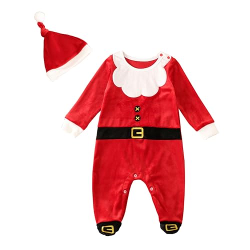 JISADER Weihnachts-Baby-Outfit, Overall für Neugeborene, rot, Weihnachtsmann-Kostüm, Baby-Weihnachtskleidung für Karneval, Schlafen, Alltagskleidung, Größe 70 von JISADER